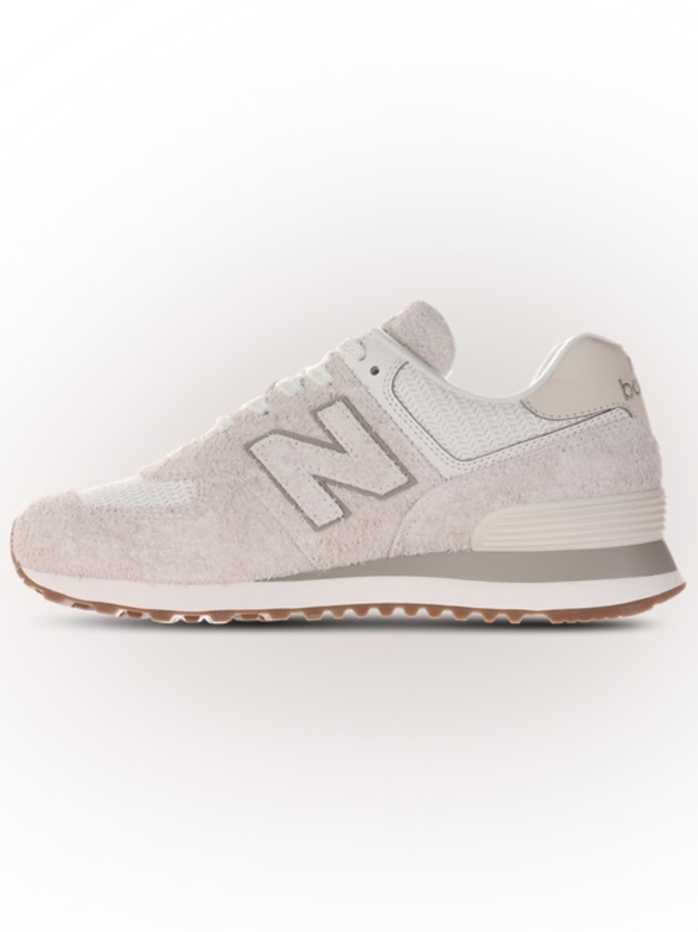 New Balance Women's 574 Trainer in Light Gray and Pearl - Picture 3 of 9